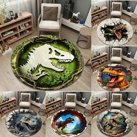Navak Carpet 3D Dinosaur Print Round Rugs for Bedroom Area Floor Mats for Kids Room Bath Chair Mat Carpet Living Room Home Decor for Gifts