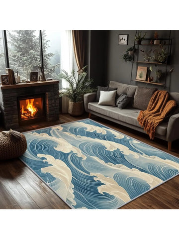 Navak Carpet Great Wave Rug - Japanese Hokusai Area Rug Ocean Wave Rugs Asian Oriental Carpet - Great  Home Decor