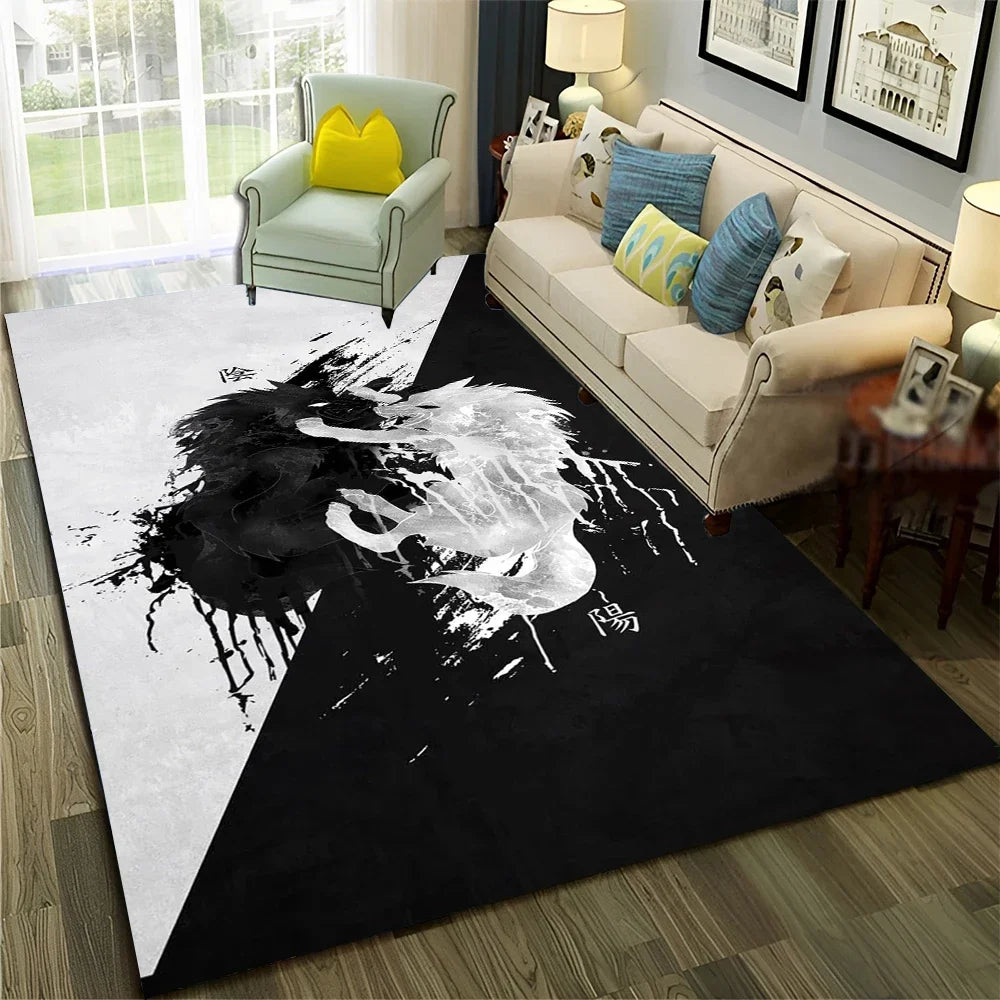 Navak Carpet Chinese 3D Tai Chi Bagua Yin Yang  Carpet Rug for Home Living Room Bedroom Sofa Doormat Decor,Child Area Rug Non-slip Floor Mat