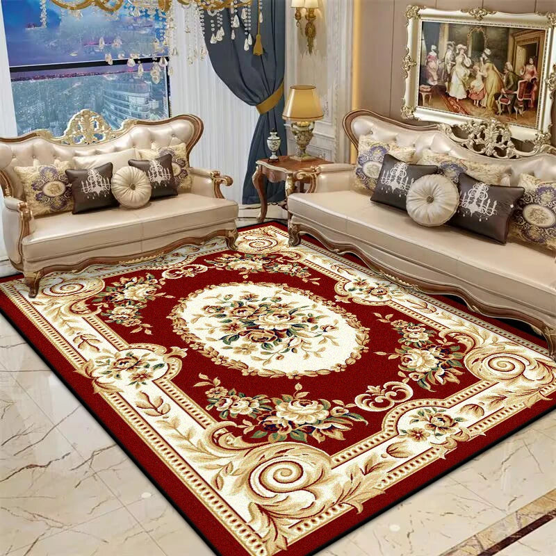 Navak Carpet Persian Red Living Room Rug Antiskid Big Size Flower Design Bedroom Decoration Carpet Soft Entrance Door Mat Machine Washable