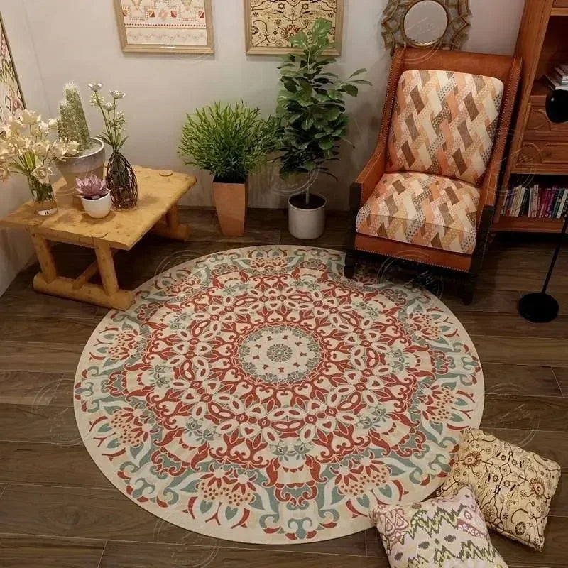 Navak Carpet Persian Retro Ethnic Style Round Living Room Rug Coffee Table Hanging Chair Swivel Chair Floor Mat Bedroom Bedside Rug