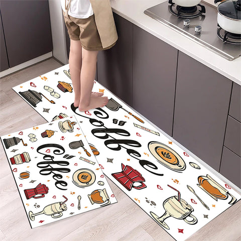 Navak Carpet Polyster Waterproof Oilproof Kitchen Mat Printed Antislip Bath Mat Soft Bedroom Floor Mat Living Room Carpet Doormat Kitchen Rug