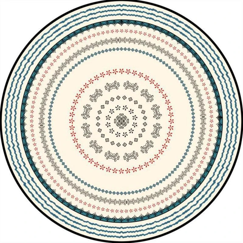Navak Carpet Mandala Print Round Carpet Nordic Modern Living Room Anti-Slip Rug Coffee Table Foot Pad Bedroom Floor Mats Bay Window Chair Mat