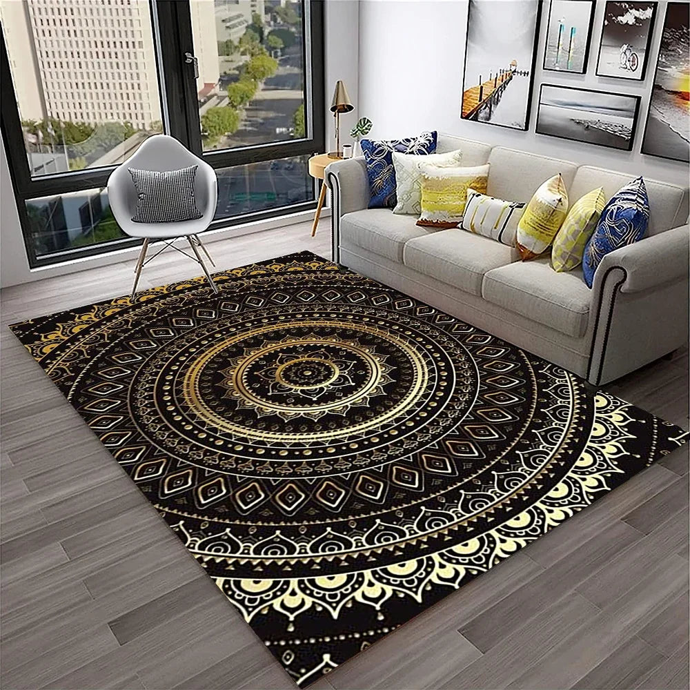 Navak Carpet 3D Mandala Bohemia Geometric Carpet Rug for Home Living Room Bedroom Sofa Kitchen Doormat Decor,Kid Area Rug Non-slip Floor Mat