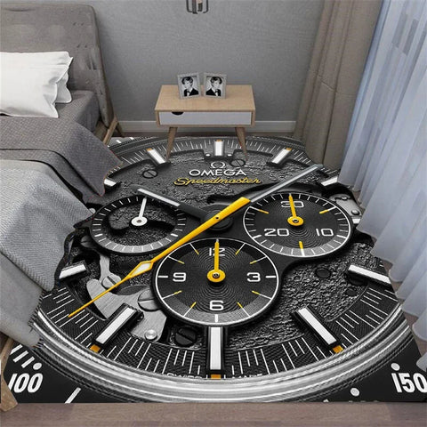 Navak Carpet Multi-functional O-OMEGA Dial Crown Watch Pointer Pattern Living Room Bedroom Sofa Decoration Carpet Floor Mat Rugs