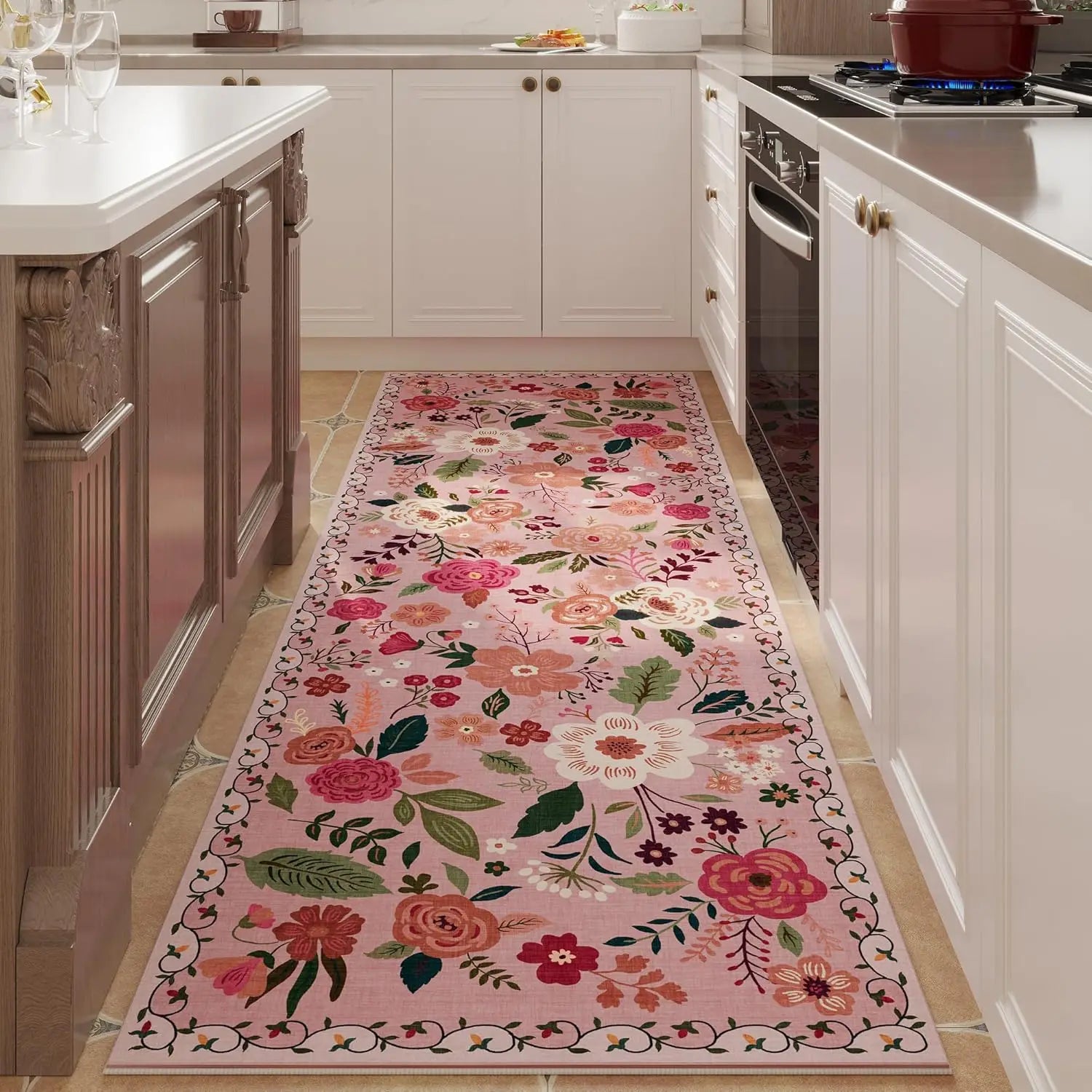 Navak Carpet Exclusive Picks Runner Rug for Hallways Kitchen Non Slip Machine Washable Carpets with Rubber Backing Soft Floral Rugs for Kitchen Decor