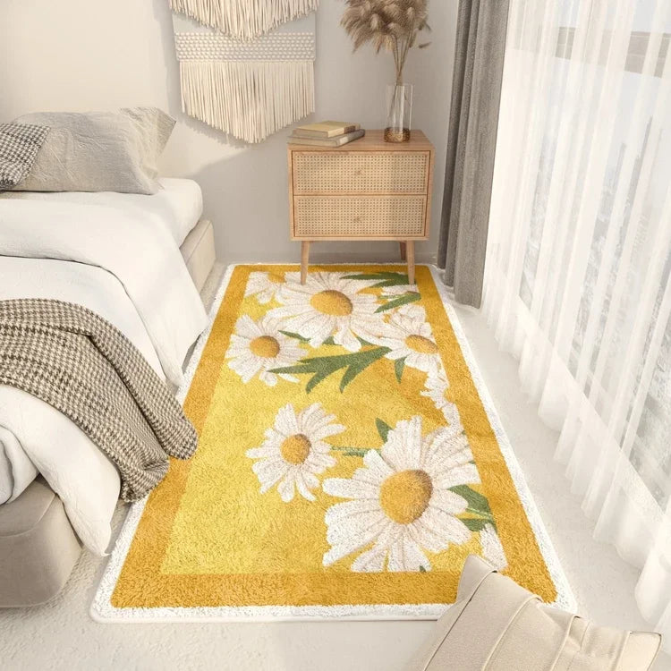 Navak Carpet Nordic Style Bedroom Decor Plush Carpet Flower Pattern Carpets for Living Room Washable Bedside Floor Mat Fluffy Soft Lounge Rug