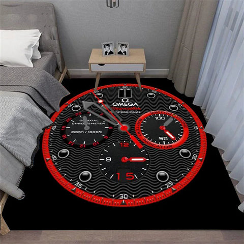 Navak Carpet Multi-functional O-OMEGA Dial Crown Watch Pointer Pattern Living Room Bedroom Sofa Decoration Carpet Floor Mat Rugs