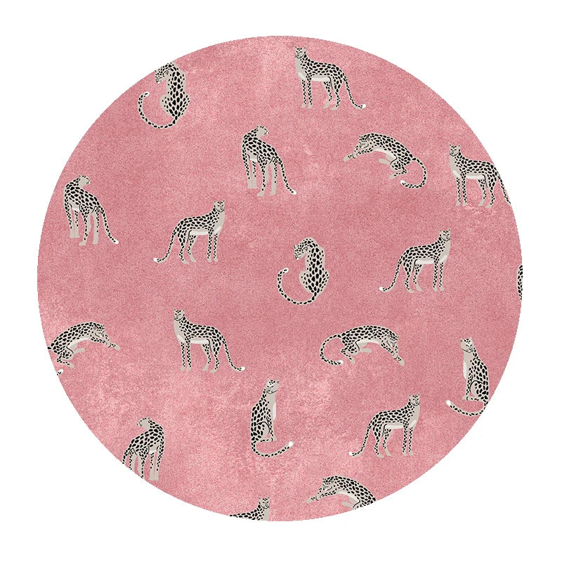 Navak Carpet Light Luxury Bedroom Decor Round Carpet Thickend Plush Bedside Floor Mat Fluffy Soft Rug Leopard Pattern Carpets for Living Room