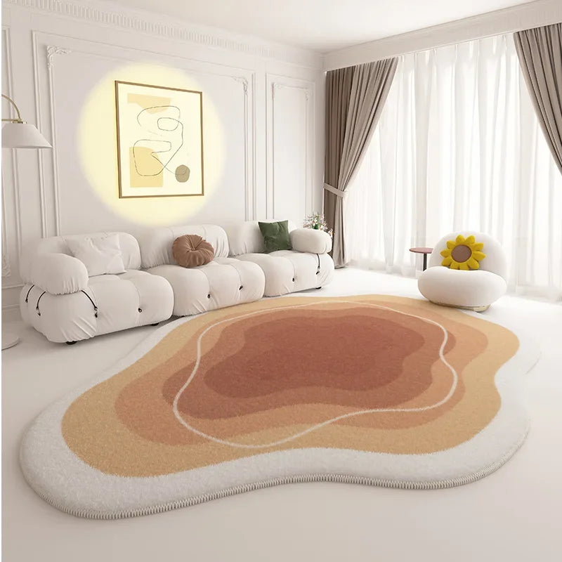 Navak Carpet Modern Cream Style Carpets for Living Room Irregular Plush Rug Light Luxury Bedroom Decor Carpet Fluffy Soft Thicken Bedside Mat