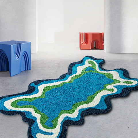 Navak Carpet Irregular Psychedelic Groovy Tufted Carpet for Living Room Bedroom Decor Soft Fluffy Stripe Abstract Area Rug Bathroom Mat
