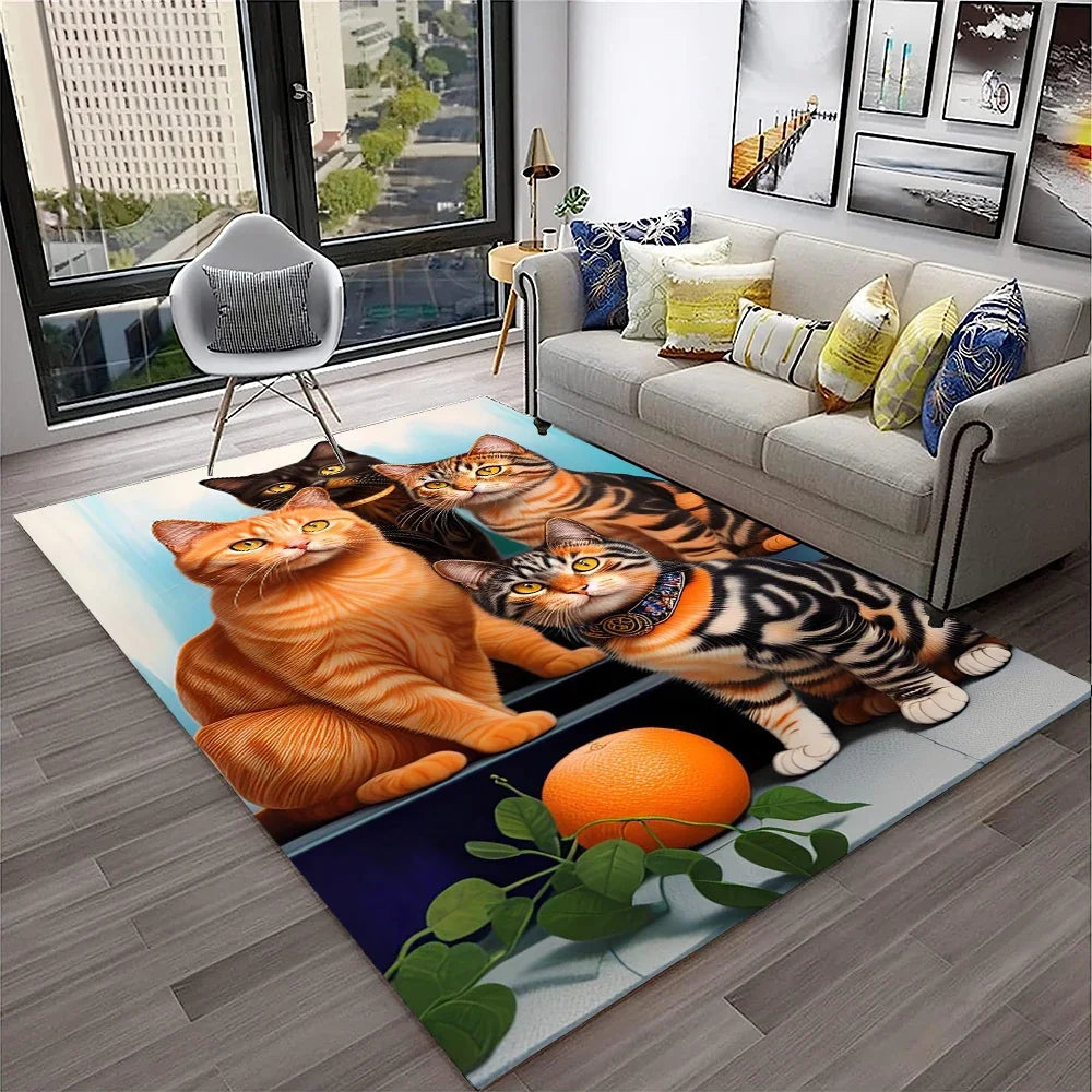 Navak Carpet 3D Cute Cat Flower Cartoon Carpet Rug for Home Living Room Bedroom Sofa Doormat Decor,Child Play Area Rug Non-slip Floor Mat
