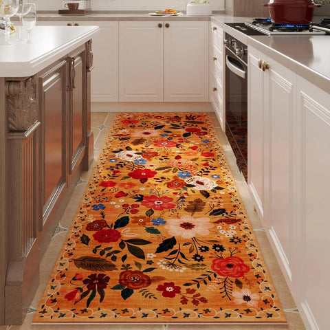 Navak Carpet Exclusive Picks Runner Rug for Hallways Kitchen Non Slip Machine Washable Carpets with Rubber Backing Soft Floral Rugs for Kitchen Decor