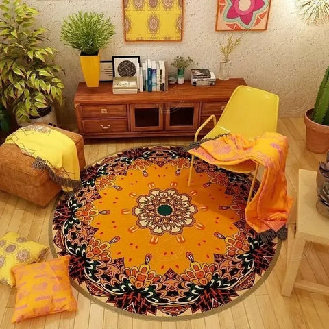 Navak Carpet Persian Retro Ethnic Style Round Living Room Rug Coffee Table Hanging Chair Swivel Chair Floor Mat Bedroom Bedside Rug