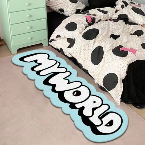 Navak Carpet My World Living Room Decoration Creative Carpet Irregular Rugs for Bedroom Thick Plush Bedside Floor Mat Fluffy Soft Lounge Rug