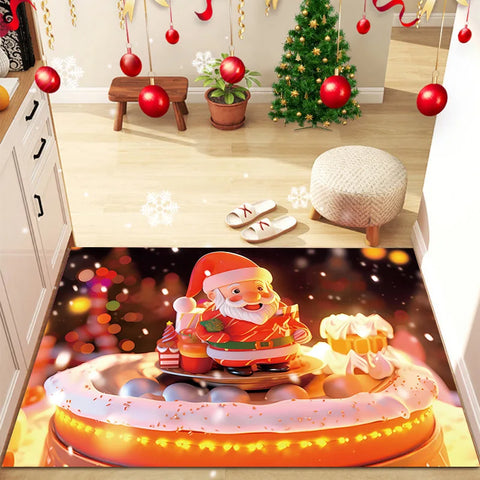 Navak Carpet Exclusive Picks Christmas Floor Rug Entry Door Mat Entrance Hall Carpet Water-Absorbing Stain-Resistant Wear-Resistant Festive Home Decor