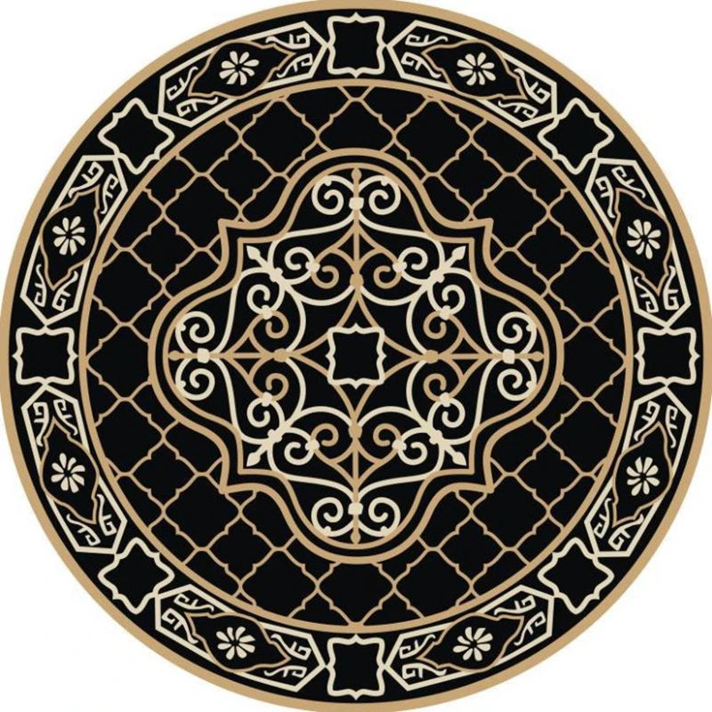 Navak Carpet Mandala Print Round Carpet Nordic Modern Living Room Anti-Slip Rug Coffee Table Foot Pad Bedroom Floor Mats Bay Window Chair Mat