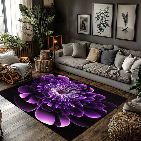 Navak Carpet Tuniu Large Purple Flower Carpet Rug Non-Slip Home Living Room Floor Mat Decorative Rug