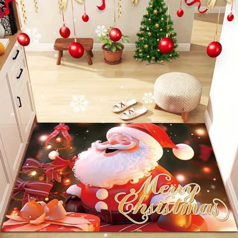 Navak Carpet Exclusive Picks Christmas Floor Rug Entry Door Mat Entrance Hall Carpet Water-Absorbing Stain-Resistant Wear-Resistant Festive Home Decor