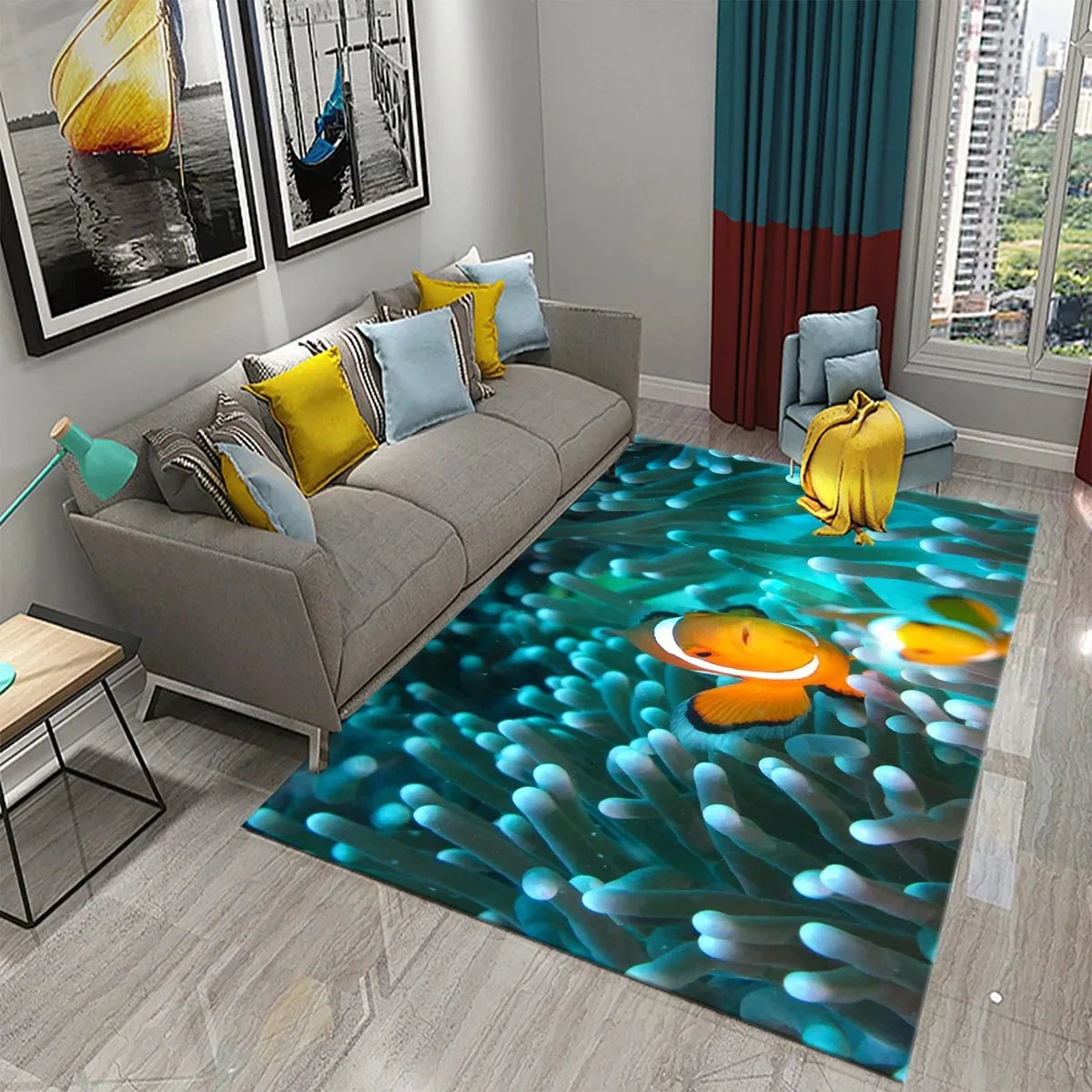 Navak Carpet 3D Hawaiian Sea Ocean Tropical Fish Carpet Living Room Fish Animal Pattern Kids Bedroom Soft Floor Decor