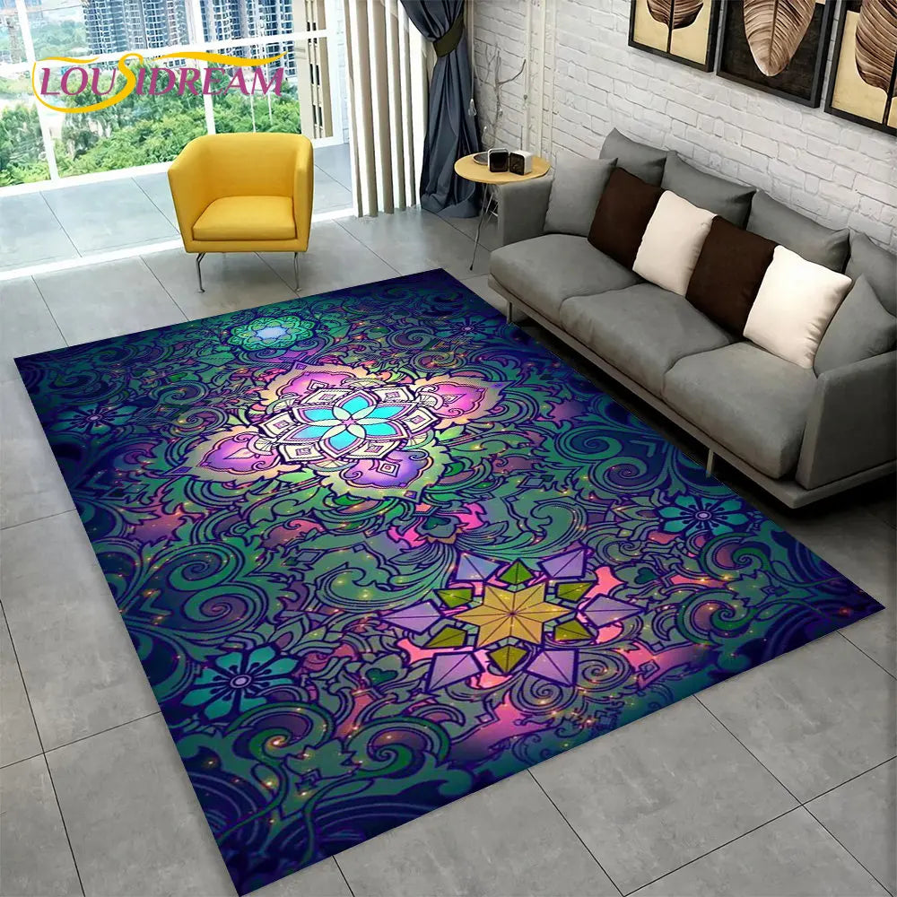 Navak Carpet Bohemia Mandala Geometric Area Rug,Carpet Rug for Home Living Room Bedroom Sofa Doormat Kitchen Decor,Kid Non-slip Floor Mats