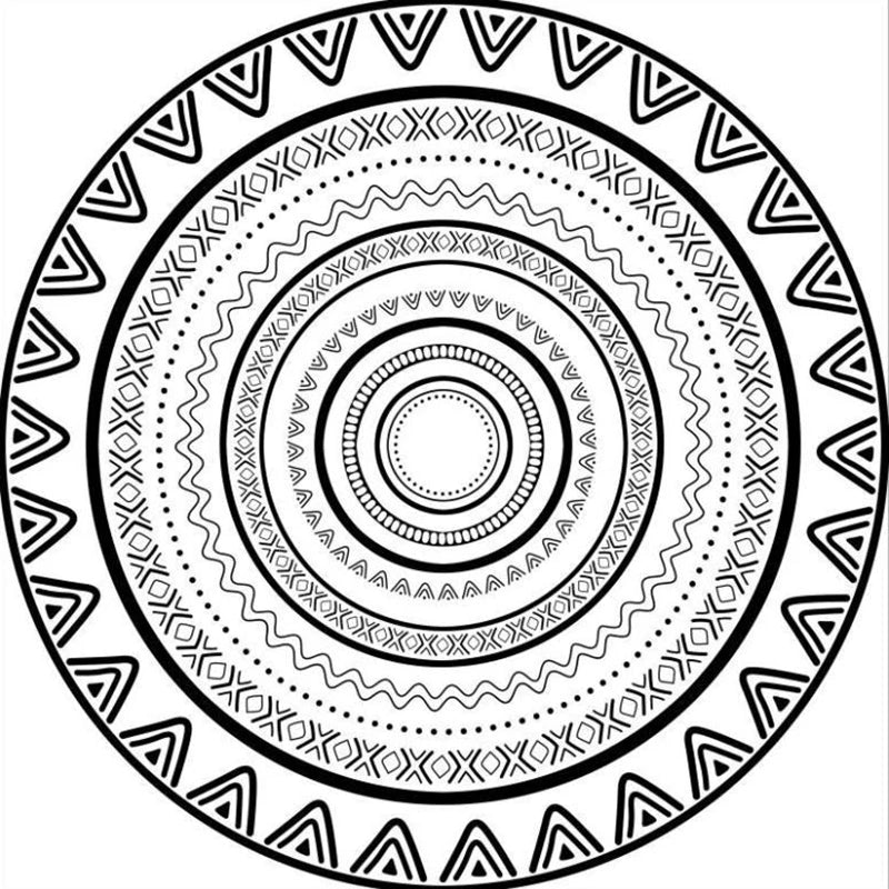 Navak Carpet Mandala Print Round Carpet Nordic Modern Living Room Anti-Slip Rug Coffee Table Foot Pad Bedroom Floor Mats Bay Window Chair Mat