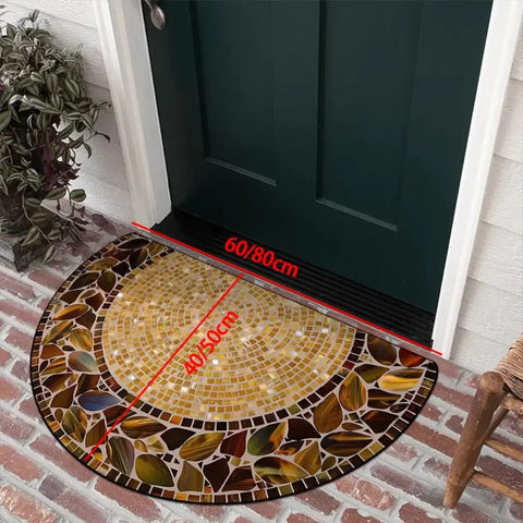 Navak Carpet New Non-Slip Semi-Circular Carpet Anti-fouling Easy to Clean Door Mat Ethnic Style Welcome Mat Home Decorative Door Mat