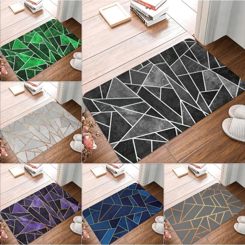 Navak Carpet Purple Green Geometric Striped Nordic Style Anti-Slip Decorative Kitchen Bathroom Doormat Carpet Rug Indoor Home Floor Mat