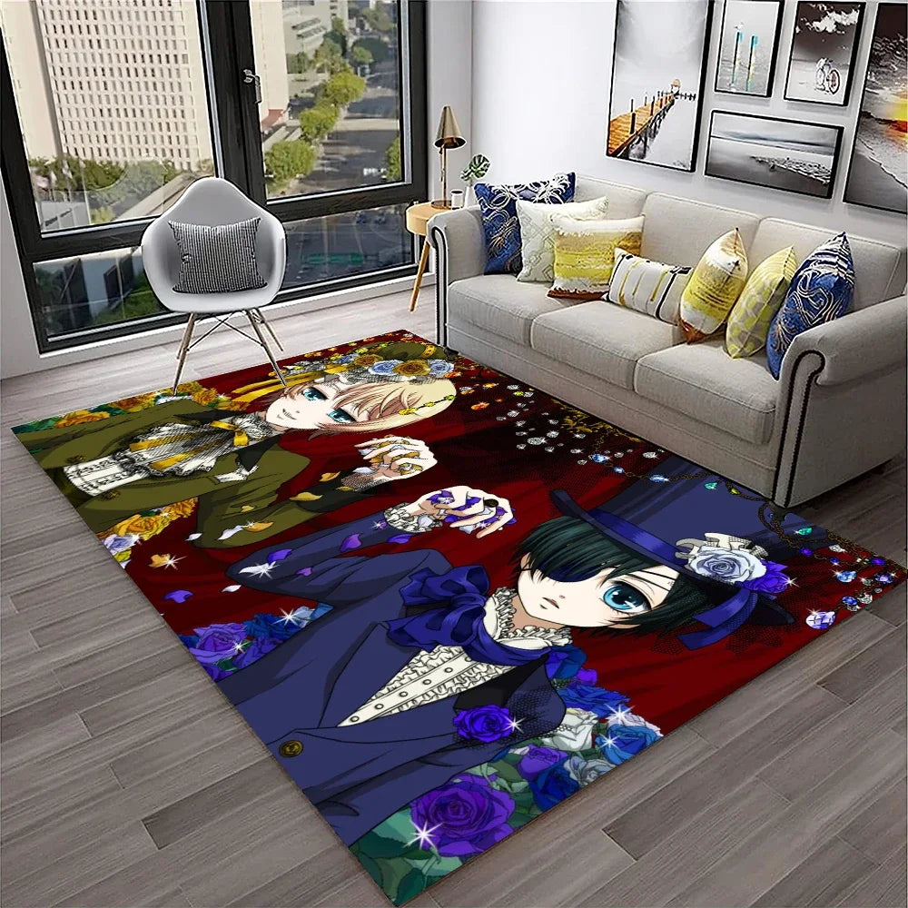 Navak Carpet 3D Anime Black Butler Cartoon Carpet Rug for Home Living Room Bedroom Sofa Doormat Decor,kids play Area Rug Non-slip Floor Mat