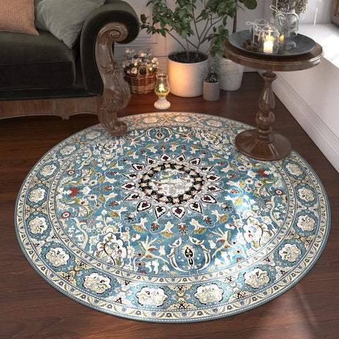 Navak Carpet Retro Bohemia Ethnic Style Round Carpet Living Room Sofa Bedroom Bedside Kitchen Entrance Door Mat Non-slip Girl Home Decor Rug
