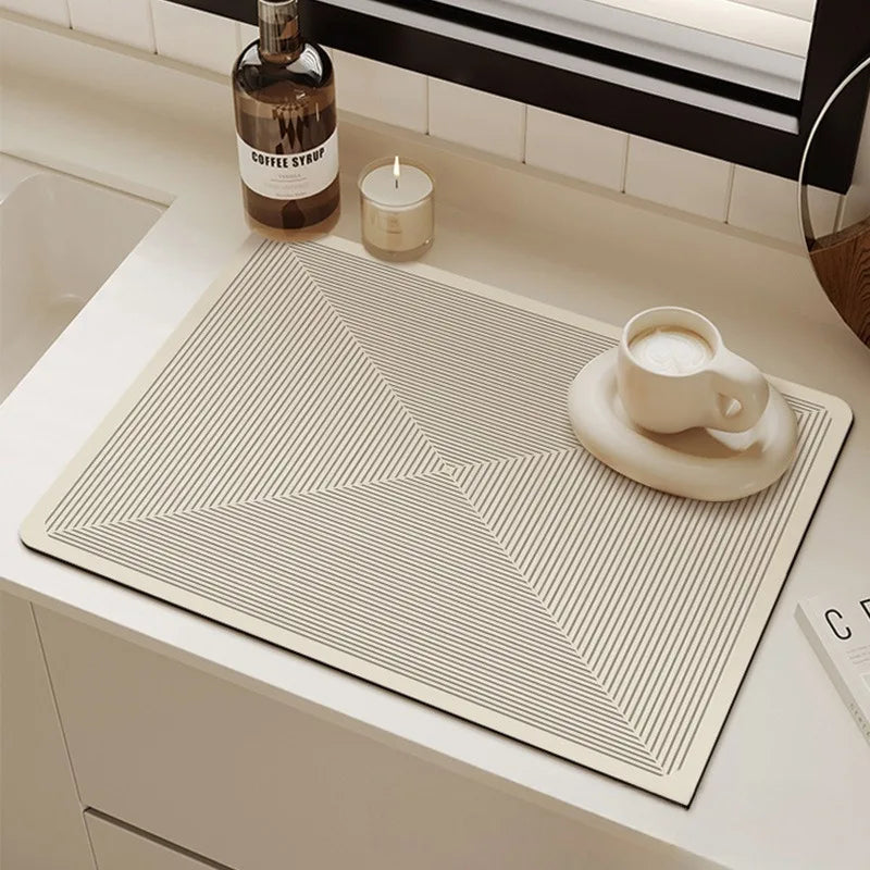 Navak Carpet Minimalis Striped Dish Drying Mat Super Absorbent Ktichen Rug Non Slip Tableware Drain Pad Home Diatom Mud Door Mats Washable
