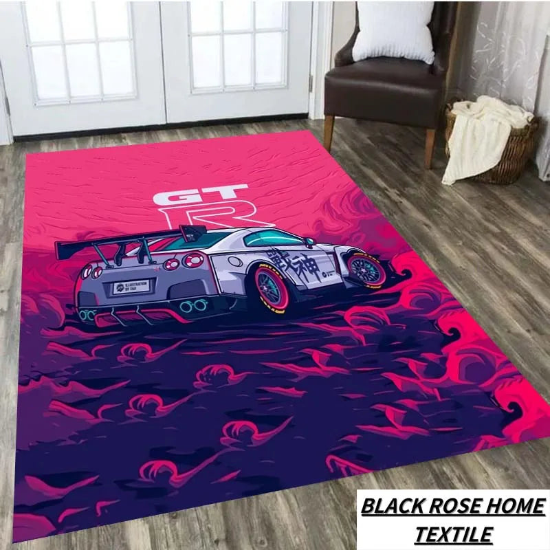 Navak Carpet Famous Sports Car G-gTR Racing Carpet Home Decoration Living Room Tea Table Office Desk Floor Mat Balcony Corridor Anti slip Rug