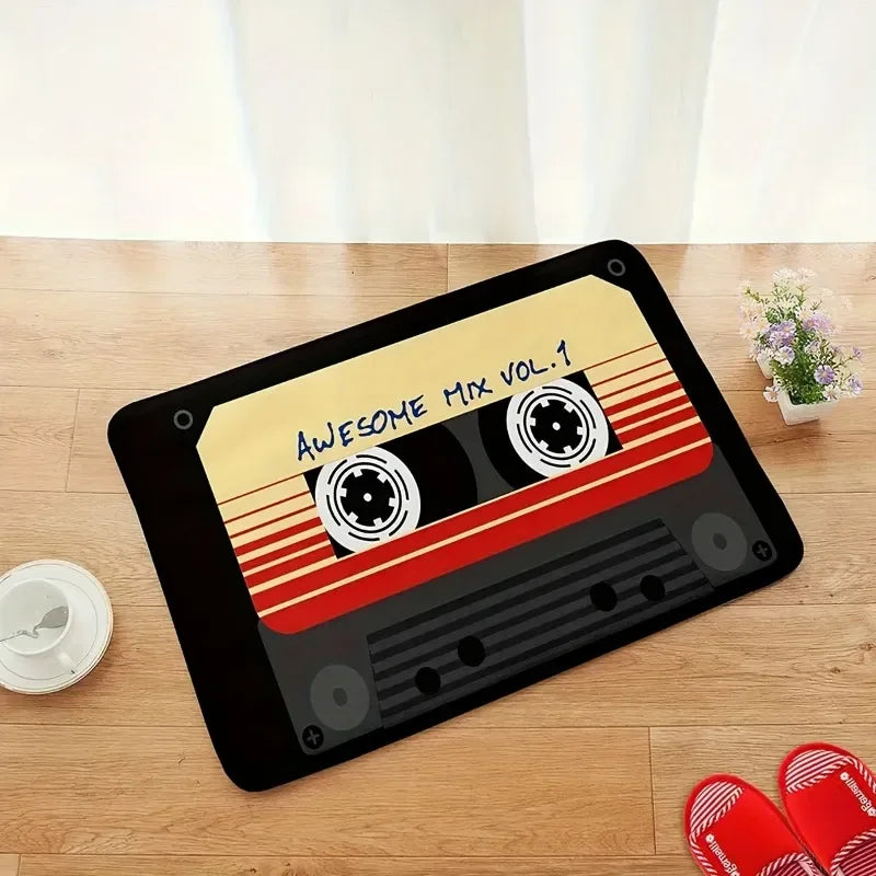Navak Carpet 3D Cassette Music Tape Door Mat Flannel Carpet for Bathroom Non-slip Toilet Floor Mats Home Entrance Retro Decor Rugs
