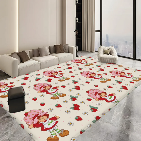 Navak Carpet S-Strawberry-Pink girl Floor Mat Bathroom Mat Kids Room Bedroom Decoration Balcony Anti-Slip Doormat Living Room Welcome Rug