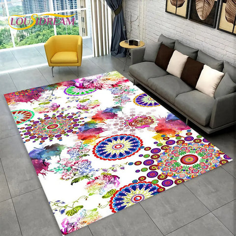 Navak Carpet Bohemia Mandala Geometric Area Rug,Carpet Rug for Home Living Room Bedroom Sofa Doormat Kitchen Decor,Kid Non-slip Floor Mats