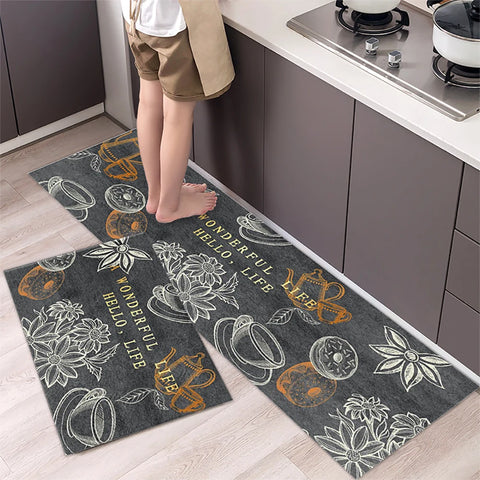 Navak Carpet Polyster Waterproof Oilproof Kitchen Mat Printed Antislip Bath Mat Soft Bedroom Floor Mat Living Room Carpet Doormat Kitchen Rug