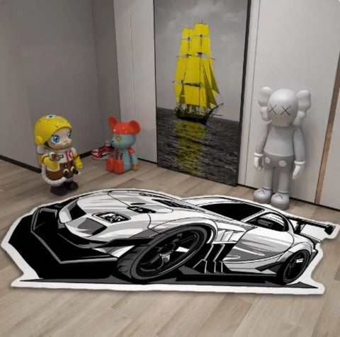 Navak Carpet Exclusive Picks Irregular-Shaped Sports Car Carpet For Home Decoration, Bedroom, Bedside, Boys' e-Sports Room, Study Room Floor Mat
