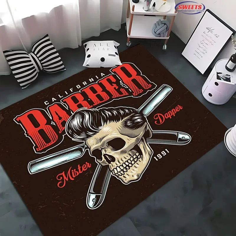 Navak Carpet Barber Shop sign Pattern Carpet,Living Room and Bedroom Household Items,Children's Room Sofa Mats, Doormat Floor  Anti-slip Rug