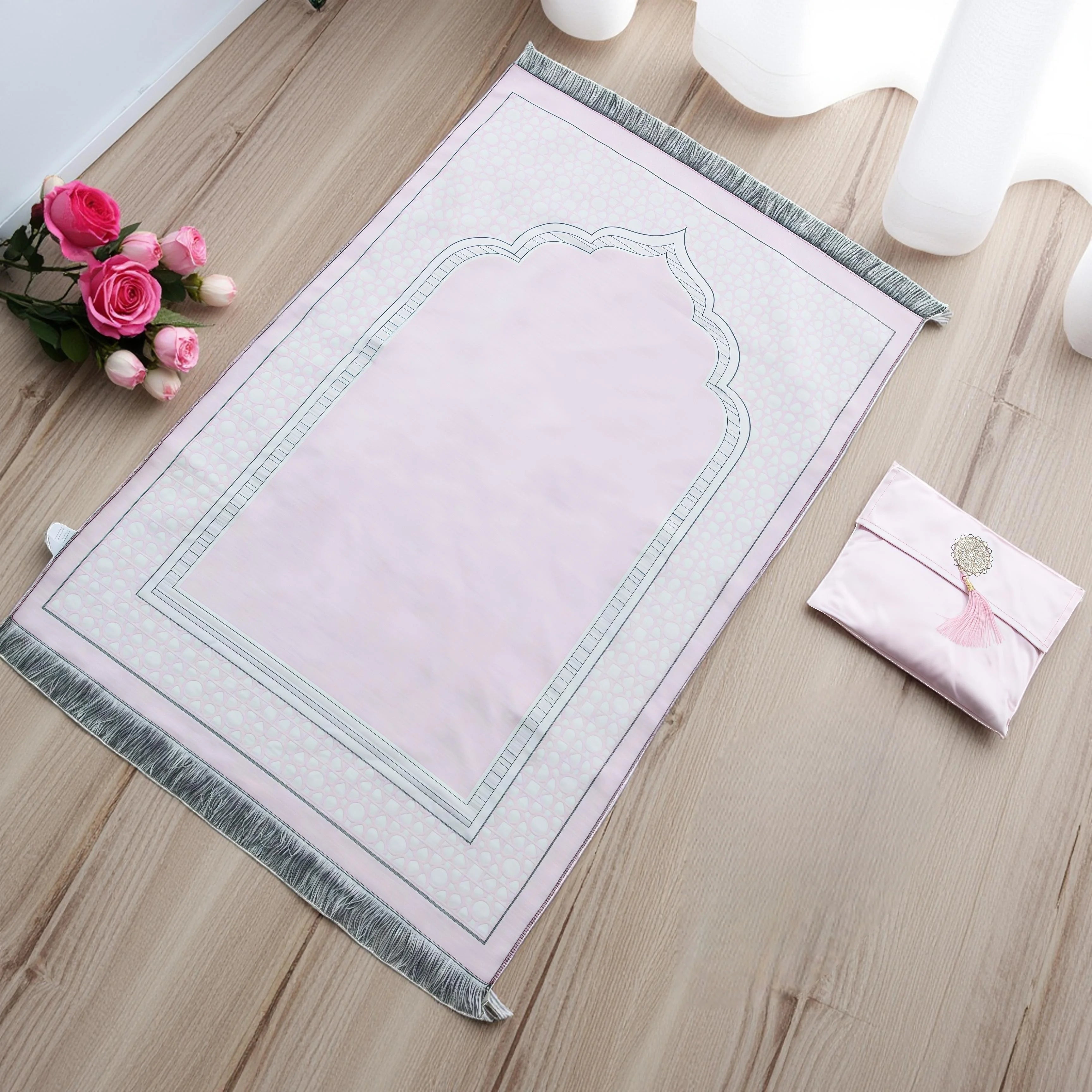 Navak Carpet Muslim Prayer Rug With Portable Bag Beads Muslim for Women Men Soft Mat Islam Gifts Set Turkish for Ramadan Eid Hajj Travel Mat