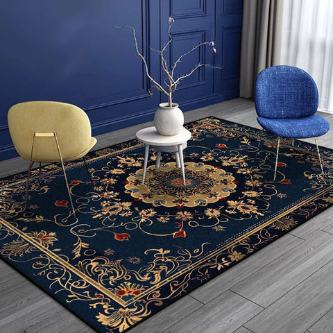 Navak Carpet Persian Style Luxury Carpet Living Room Senior Antiskid Golden Border Bedroom Decoration Rug Soft Easy Clean Entrance Door Mat