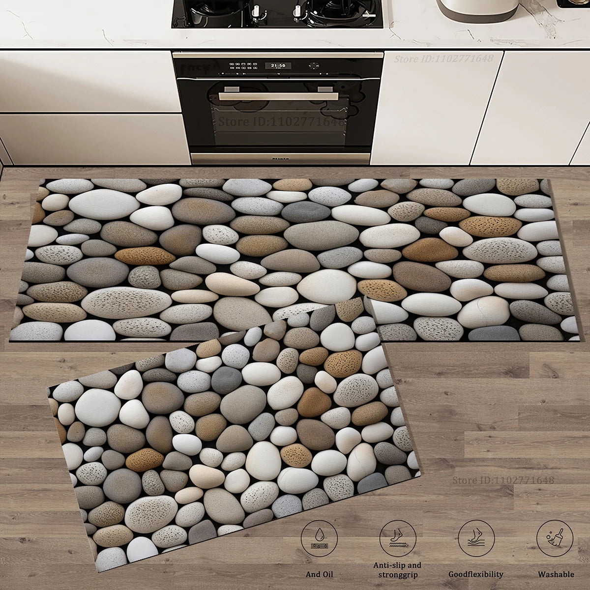 Navak Carpet High Quality Floor Mats Absorbent Non-Slip Kitchen Entrance Doormat Pebble Rug Carpet Waterproof Washable Living Room Stones Mat