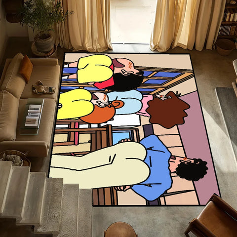 Navak Carpet Anti-Slip Cute C-chan Kitchen C-Crayon S-Shin Bedroom Tufted Rug cartoon Carpet time funny bath Living Room Entrance Decoration
