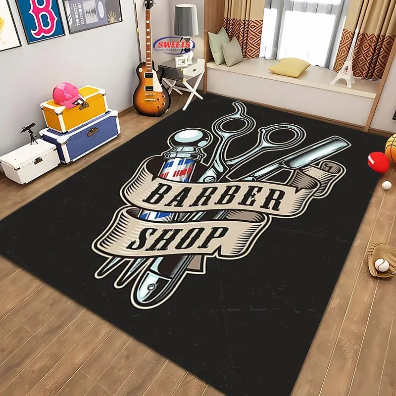 Navak Carpet Barber Shop sign Pattern Carpet,Living Room and Bedroom Household Items,Children's Room Sofa Mats, Doormat Floor  Anti-slip Rug