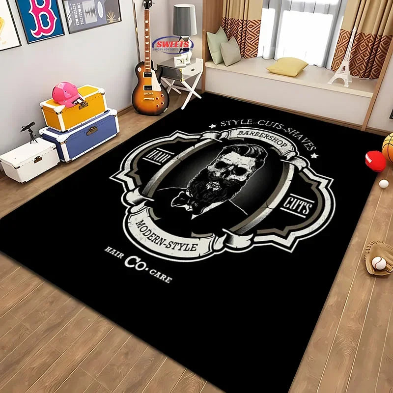 Navak Carpet Barber Shop sign Pattern Carpet,Living Room and Bedroom Household Items,Children's Room Sofa Mats, Doormat Floor  Anti-slip Rug