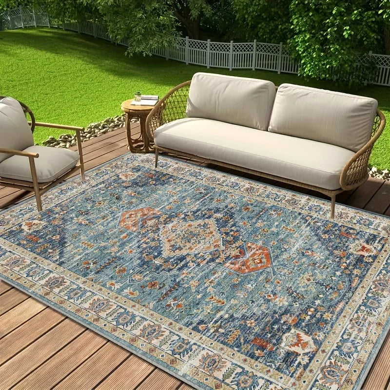 Navak Carpet 1pc Thick Autumn New Bohemian Style Large Area Outdoor Patio Garden Mat, Non-Slip RV Camping Crystal Velvet Mat,