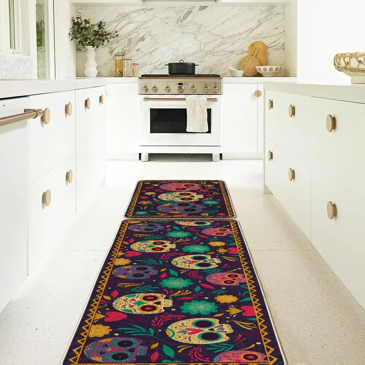 Navak Carpet Mexico Day of The Dead Kitchen Mat Home Entrance Doormat Decor Dia De Los Muertos Hallway Balcony Runners Rugs Halloween Decor