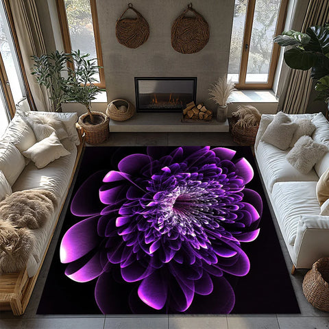 Navak Carpet Tuniu Large Purple Flower Carpet Rug Non-Slip Home Living Room Floor Mat Decorative Rug