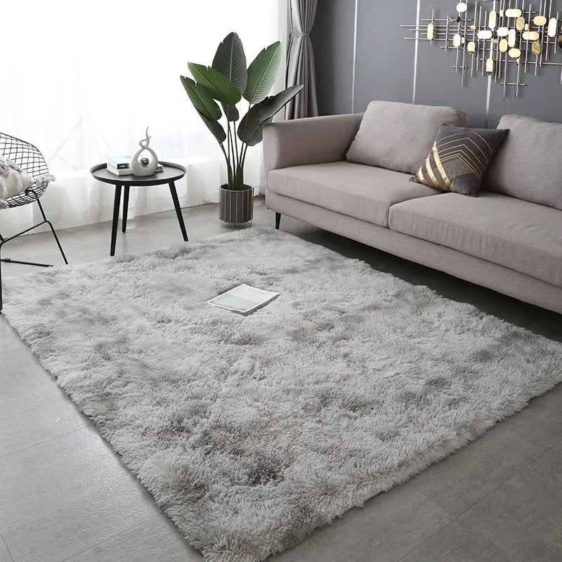 Navak Carpet Soft Long Plush Bedroom Rug Living Room Fluffy Gradient Carpet Mats Tie Dyeing Floor Carpets Bay Window Home Decor Rugs