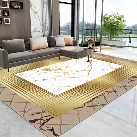 Navak Carpet European Gold Large Living Room Carpet Home Decoration Luxury Coffee Tables Mat Non-slip Washable Rug for Bedroom Decor Alfombra