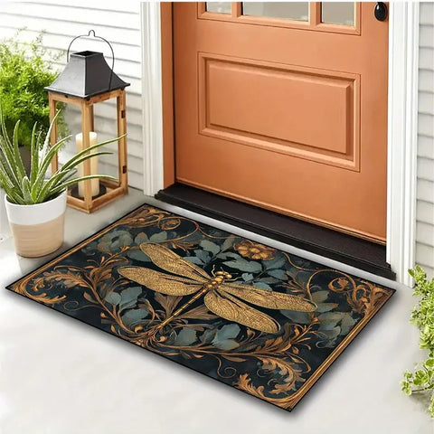 Navak Carpet Elegant Dragonfly Pattern Kitchen Mat Entrance Doormat Decor Carpet for Living Room Bathroom Anti-slip Doormat Laundry Room Rugs